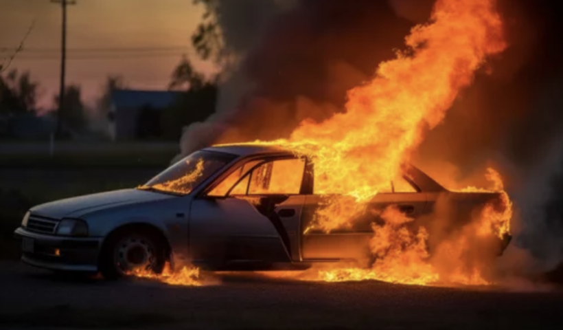 57FWYで車炎上事故　衝突の衝撃で巨大火柱（6/12）