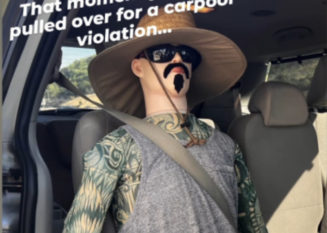 サングラスに麦わら帽子　カープールレーンでマネキンを使用したドライバーに500ドルの罰金の可能性（8/7）