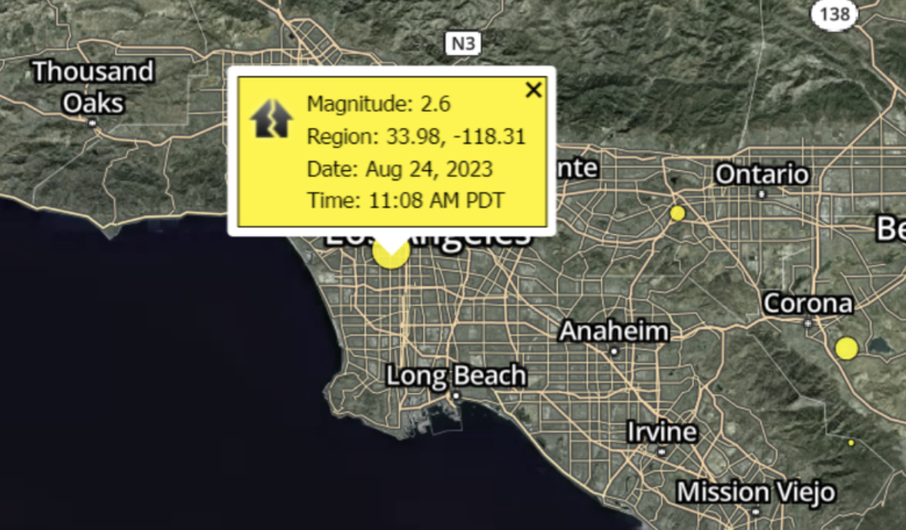 11:08am  ロサンゼルスでマグニチュード2.8の地震（8/24）