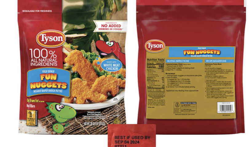 Tysonが恐竜形のチキンナゲット約3万ポンドをリコール　金属片混入の可能性（11/6）