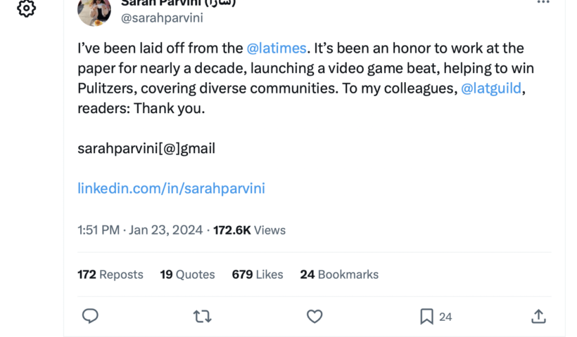 大谷翔平のLAタイムズ番記者　解雇通知（1/24）