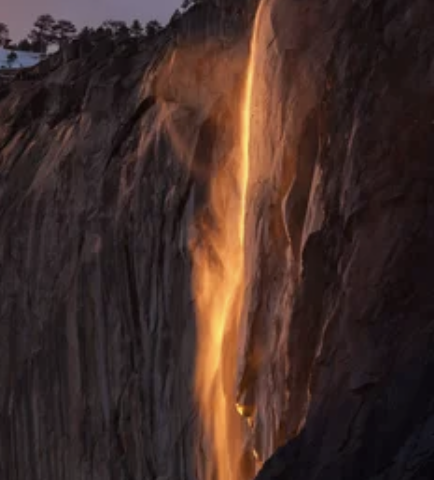 ヨセミテに超レア現象 「FIREFALL・炎の滝」を見に行こう（2/1）